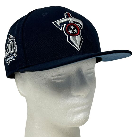 Tennessee Titans 20th Anniversary Baseball Cap Hat Fitted 7 3/4 New Era Blue - Picture 1 of 10